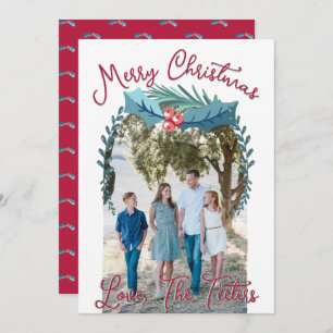 Merry Christmas Holly Berry Custom Photo Arch Holiday Card