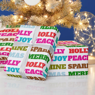 Merry Christmas Holly Berry Jolly Peace Love Joy  Wrapping Paper