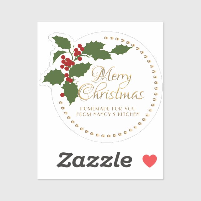 Merry Christmas Holly & Berry Label Food Gift Tin  (Sheet)