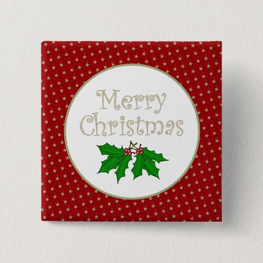 Merry Christmas Holly Button