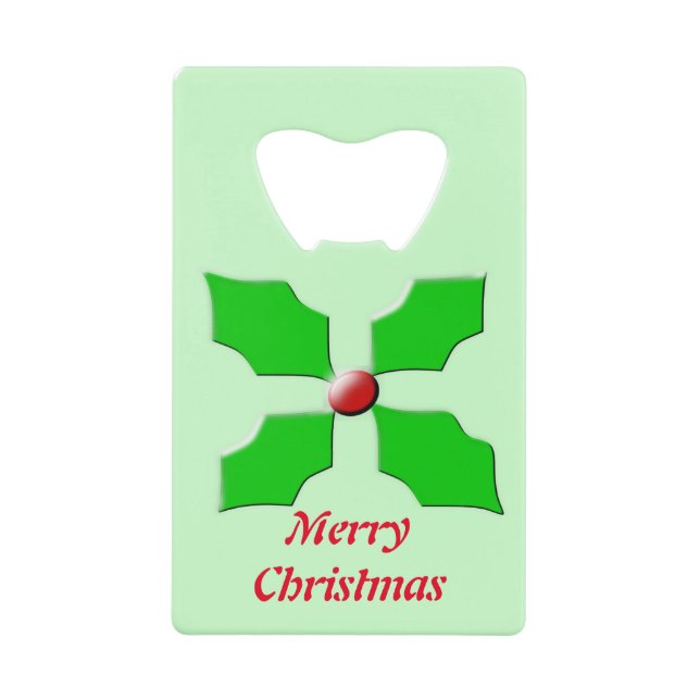 Merry Christmas Holly Custom Bottle Opener (Front)