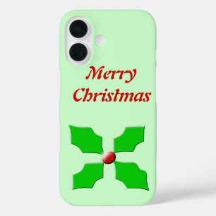 Merry Christmas Holly Custom iPhone 16 Case