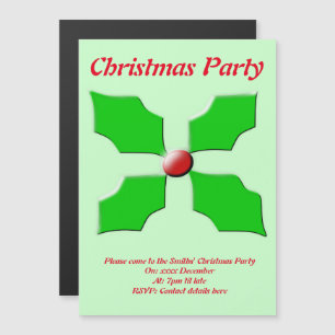 Merry Christmas Holly Custom Party Magnetic Invitation