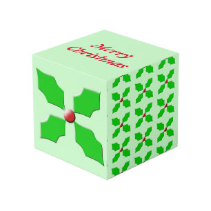 Merry Christmas Holly Custom Photo Cube