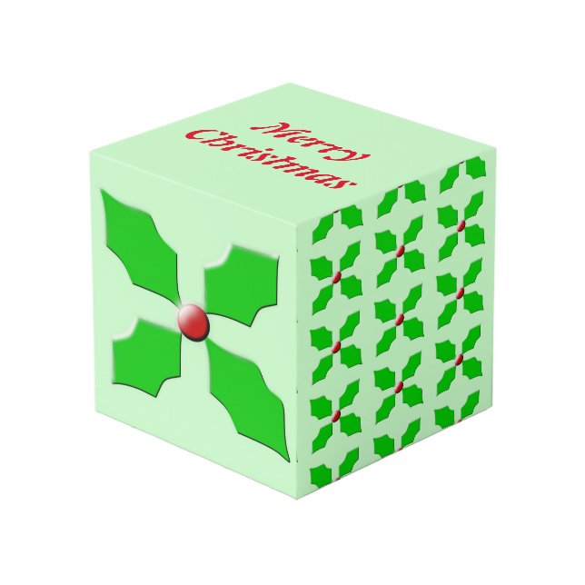 Merry Christmas Holly Custom Photo Cube (Front Angled)