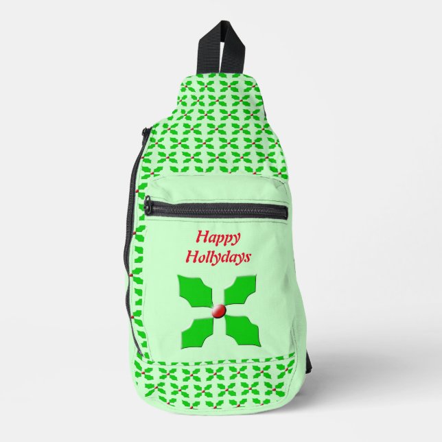 Merry Christmas Holly Custom Sling Bag (Front)