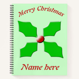 Merry Christmas Holly Custom Spiral Notebook
