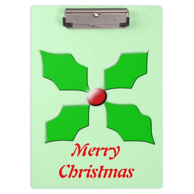Merry Christmas Holly Customisable Clipboard (Front)