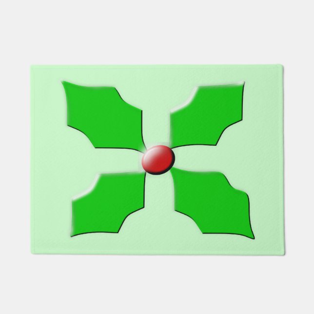 Merry Christmas Holly Door Mat (Front)