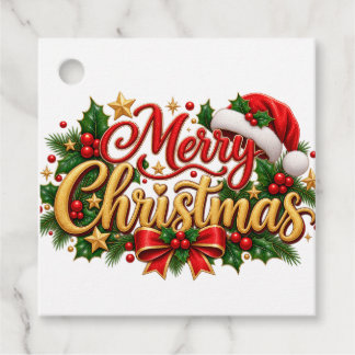 Merry Christmas Holly Favour Tags