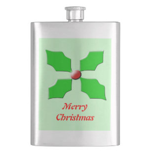 Merry Christmas Holly Flasks
