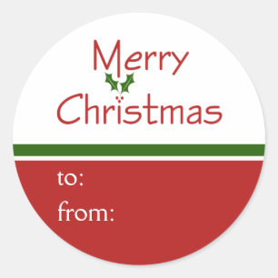 Merry Christmas Holly Gift Tag Stickers