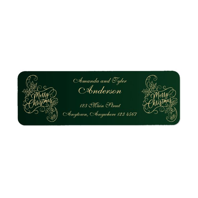 Merry Christmas Holly Green Greeting Holiday (Front)