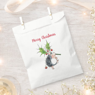 Merry Christmas Holly Hedgehog Favour Bags