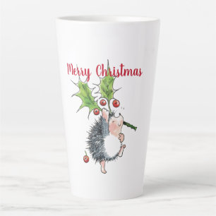 Merry Christmas Holly Hedgehog Latte Mug