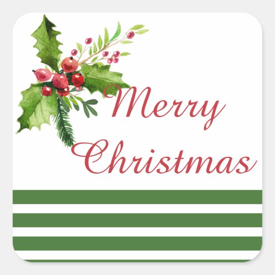 Merry Christmas Holly Holiday Stickers