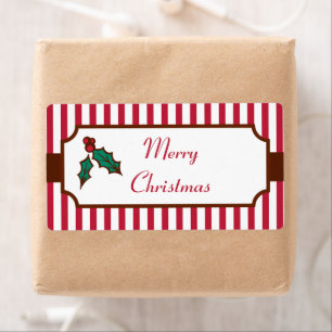Merry Christmas Holly Labels