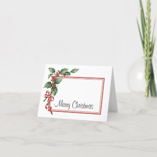 Merry Christmas Holly Leaves Vintage Red Holiday