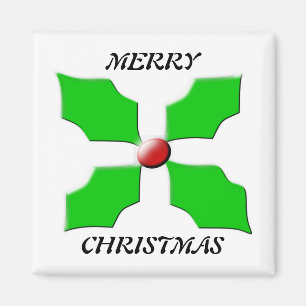 Merry Christmas Holly Magnet