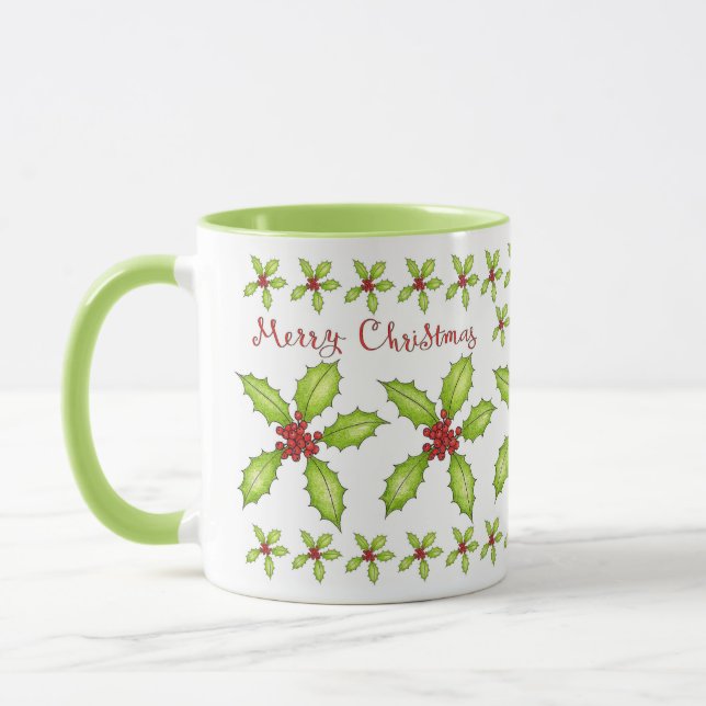 Merry Christmas Holly Mug (Left)