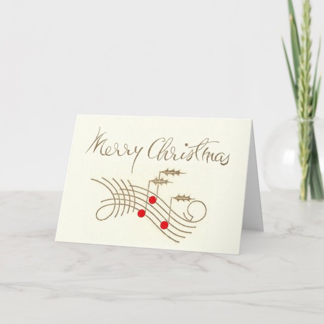 Merry Christmas Holly Music Card (Front)