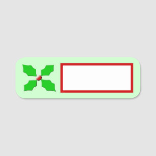 Merry Christmas Holly Name Tag