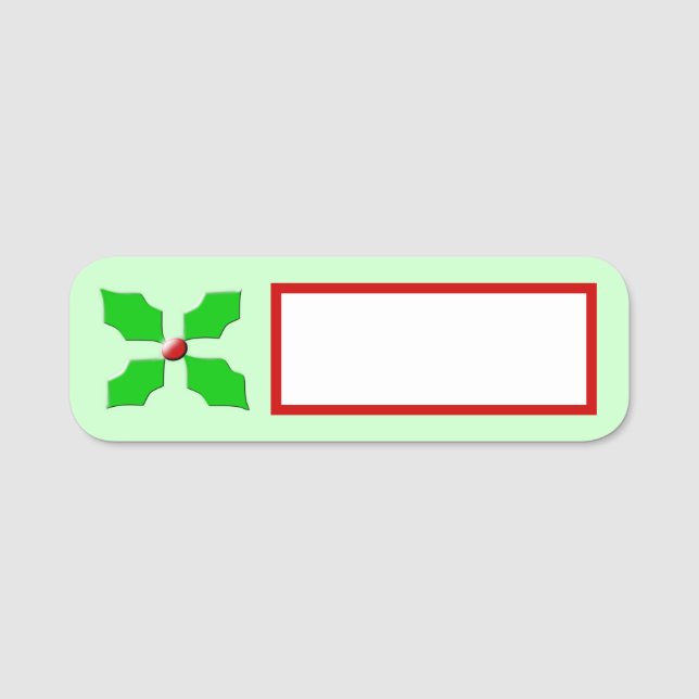 Merry Christmas Holly Name Tag (Front)