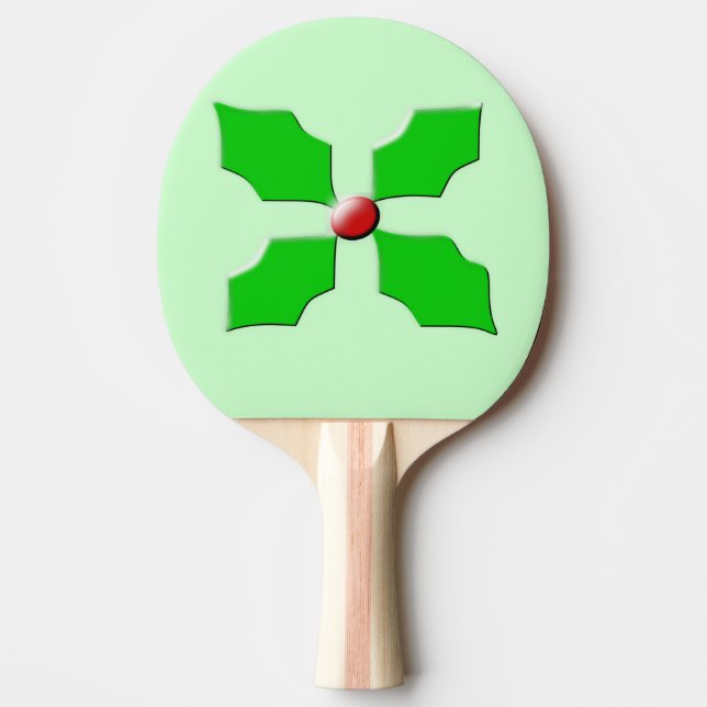 Merry Christmas Holly Ping Pong Paddle (Front)