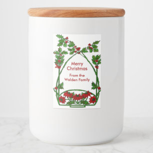 Merry Christmas Holly poinsettia Food Label