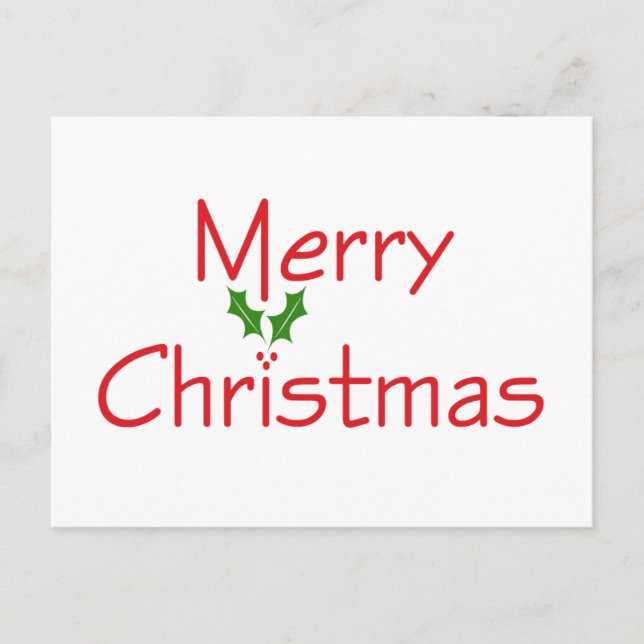 Merry Christmas Holly Postcard (Front)