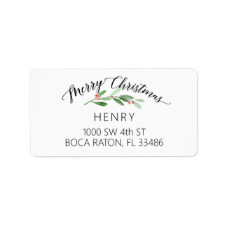 Merry Christmas Holly Return Address Label