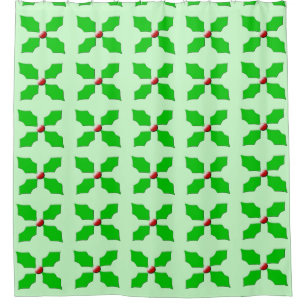 Merry Christmas Holly Shower Curtain