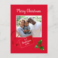 Merry Christmas Holly Sprig - Custom Photo -