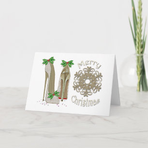 Merry Christmas Holly Stiletto Greeting Card