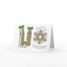 Merry Christmas Holly Stiletto Greeting