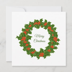 Merry Christmas Holly Wreath Card