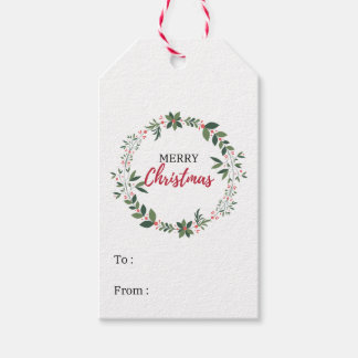 Merry Christmas Holly Wreath Gift Tag Party Favour