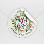Merry Christmas Holly Wreath Return Address Labels<br><div class="desc">Merry Christmas Calligraphy Typography Script with Holly Floral Wreath Return Address Labels Templates.
Red and Green Watercolor Christmas Botanical Berry and Pines.
Happy Holiday Wishes Merry Bright Christmas Season's Holiday Greeting Collections.</div>
