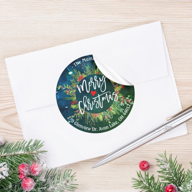 Merry Christmas Holly Wreath Return Address Labels (Creator Uploaded)