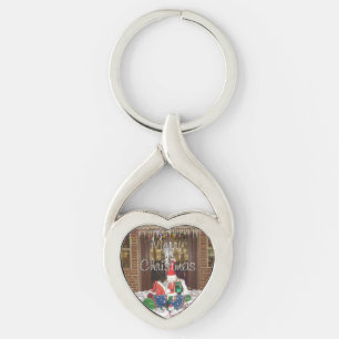 Merry Christmas home graphic art design text Key Ring