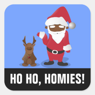 Merry Christmas Homeboys: Black Santa & Blingin' Square Sticker