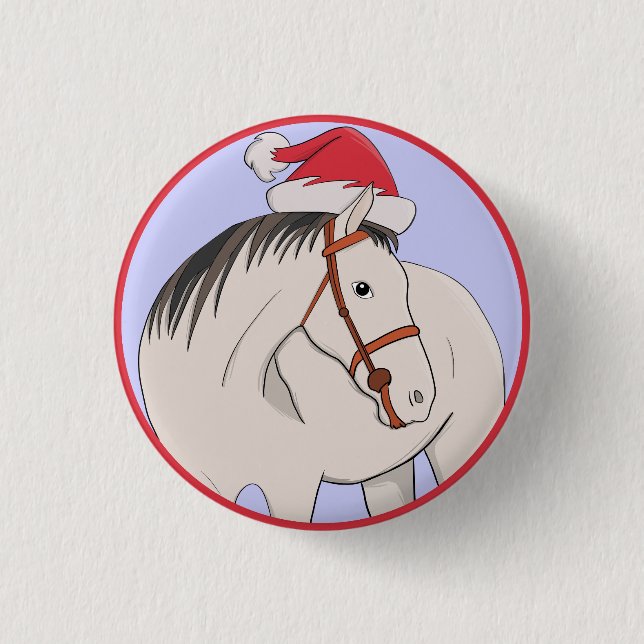 Merry Christmas Horse 3 Cm Round Badge (Front)