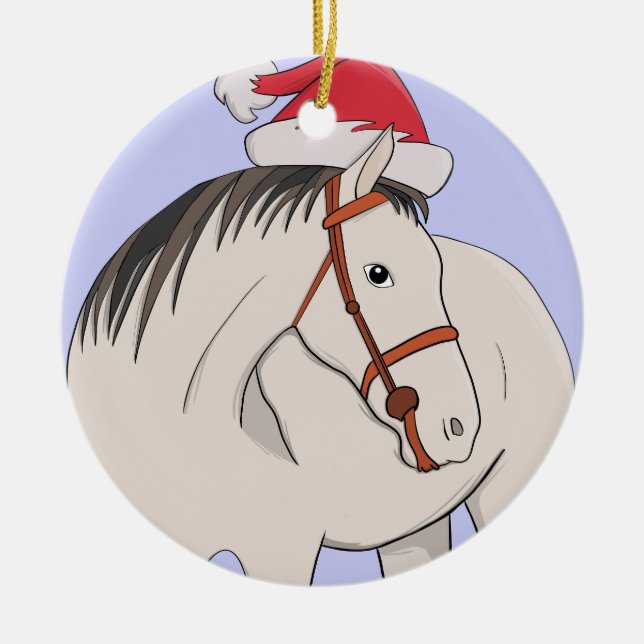 Merry Christmas Horse Ceramic Tree Decoration (Front)
