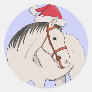 Merry Christmas Horse Classic Round Sticker