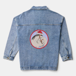 Merry Christmas Horse Denim Jacket