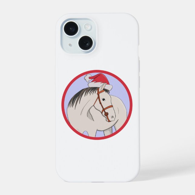 Merry Christmas Horse iPhone 15 Case (Back)
