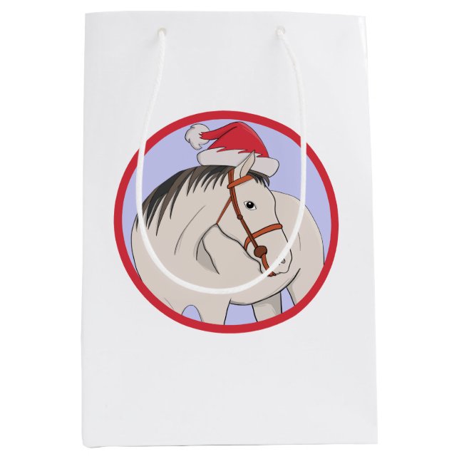 Merry Christmas Horse Medium Gift Bag (Front)