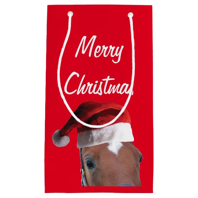 Merry Christmas Horse Small Gift Bag (Front)