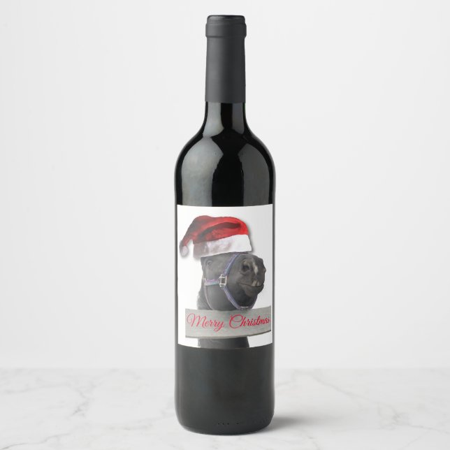 Merry Christmas Horse Wine Label (Front)