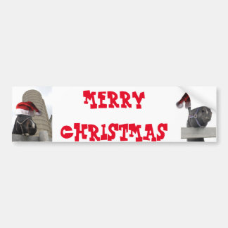 Merry Christmas Horse with Santa Hat Bumper Sticker